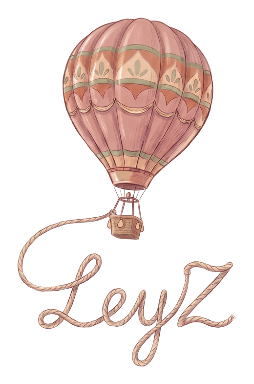 leyzays logo: a painted hot-air balloon whose rope spells LeyZ
